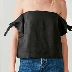 SIR The Label White Linen Off-Shoulder Top